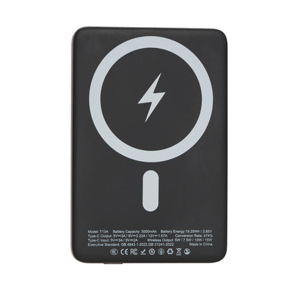 Black portable battery pack with charging symbol on a white background