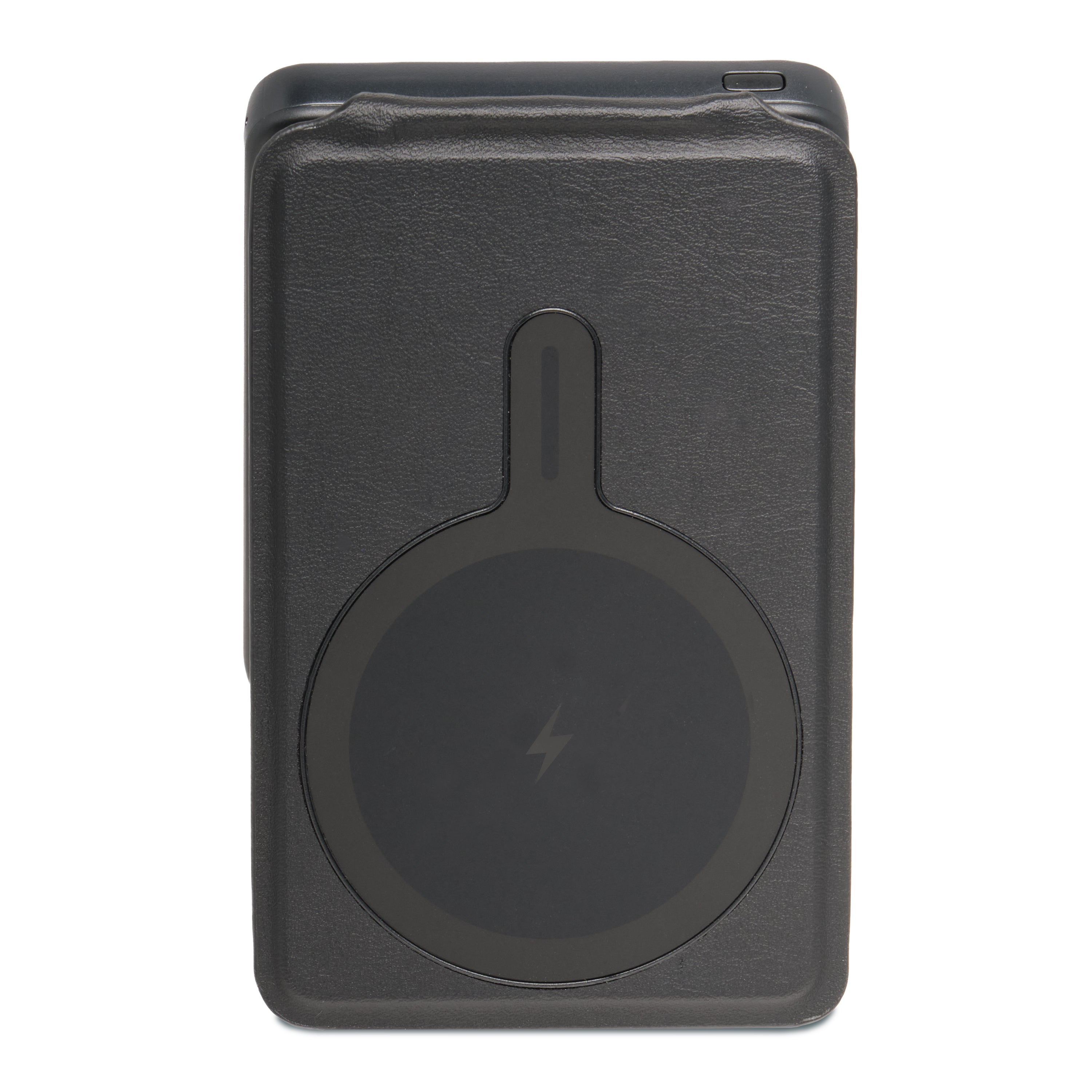 Black protective case for a wireless charging pad on a white background